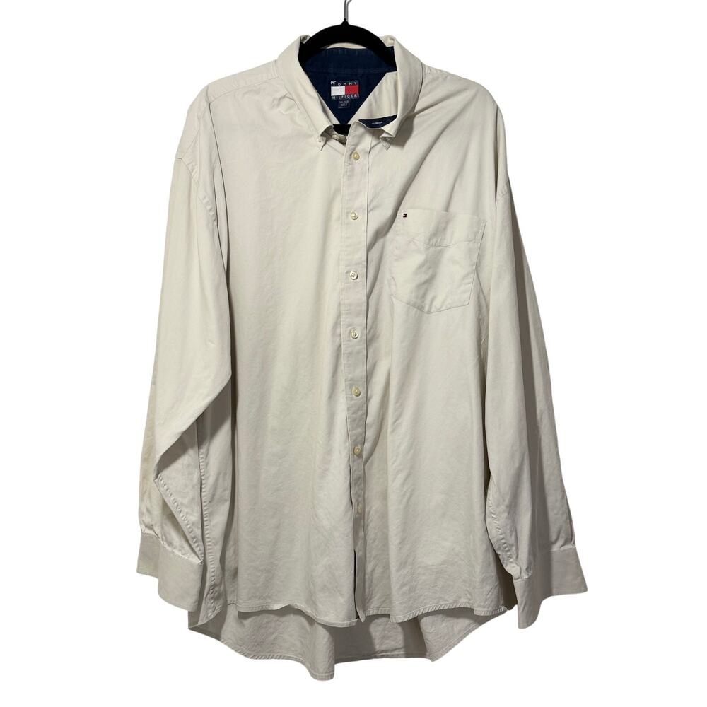 Tommy Hilfiger Men’s Button-Up Shirt XXL Classic Fit 100% Cotton Minimalist